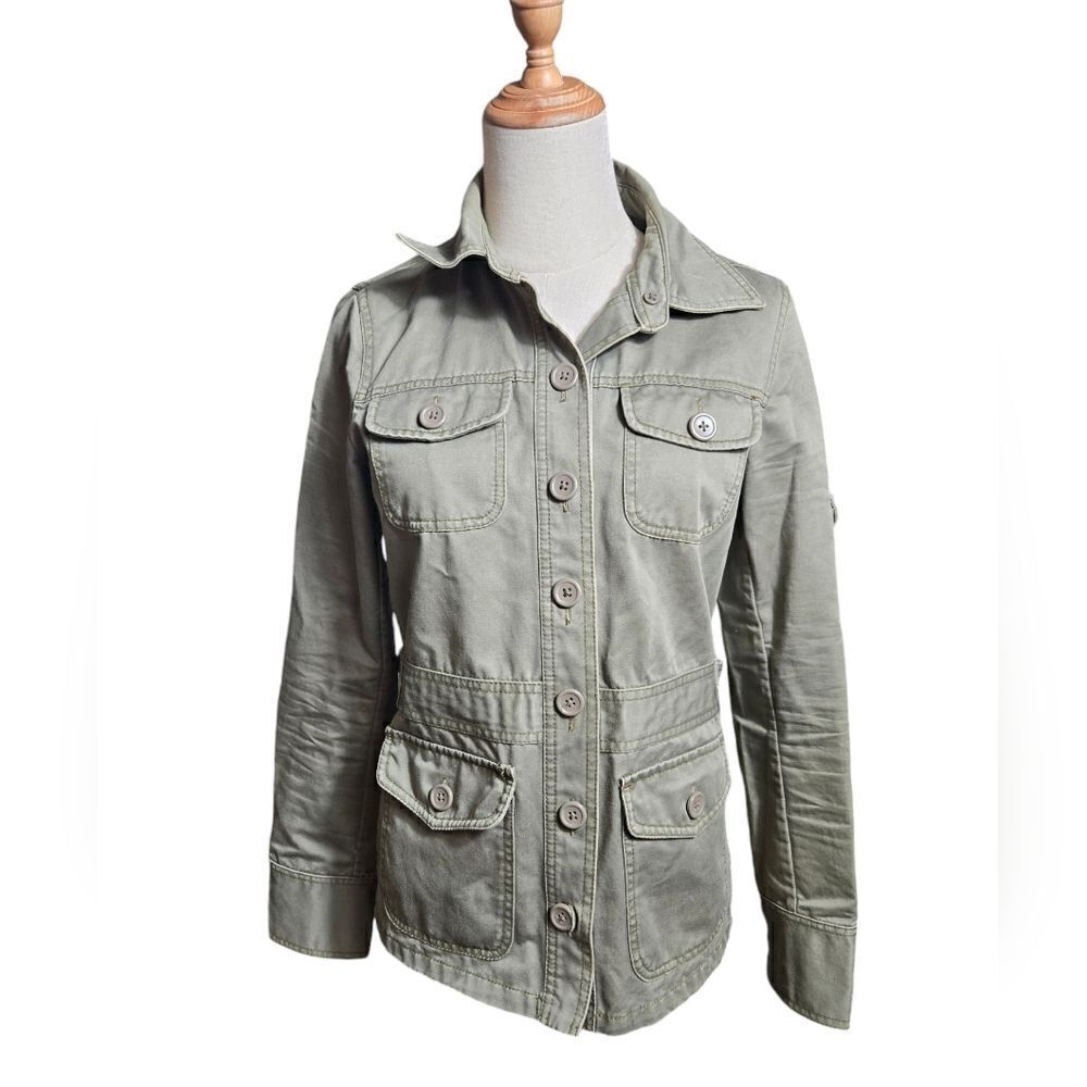 J. CREW Vintage Olive Green Utility Shirt Jacket
